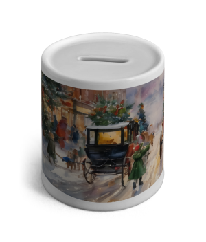 Ceramic Money Box - Edwardian Christmas Lane
