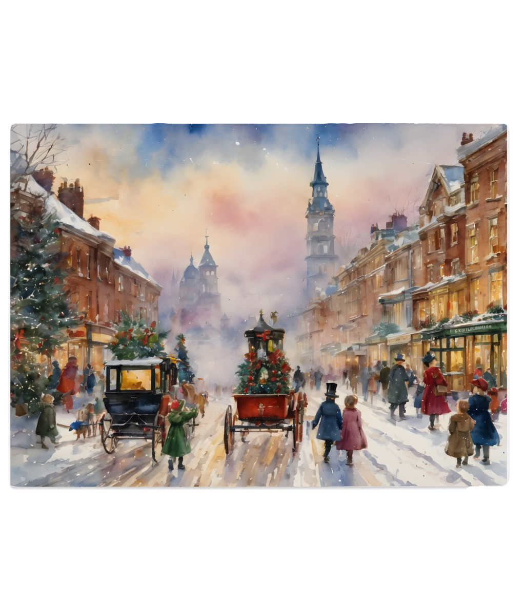 Tempered Glass Chopping Board Edwardian Christmas Lane - Image 2