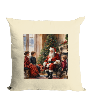 Natural Sofa Cushion Cover - Meeting Father Christmas