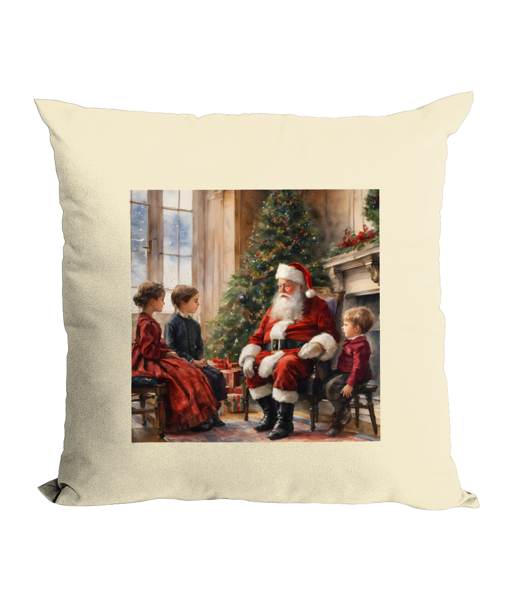 Natural Sofa Cushion Cover - Meeting Father Christmas
